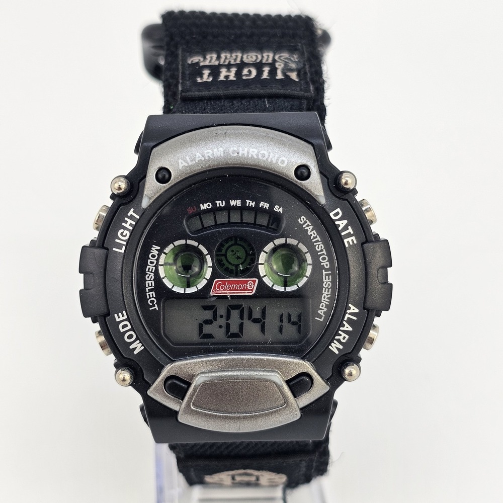 Coleman Digital Sports Watch Men's 44MM Black Nylon Strap‎ New Battery